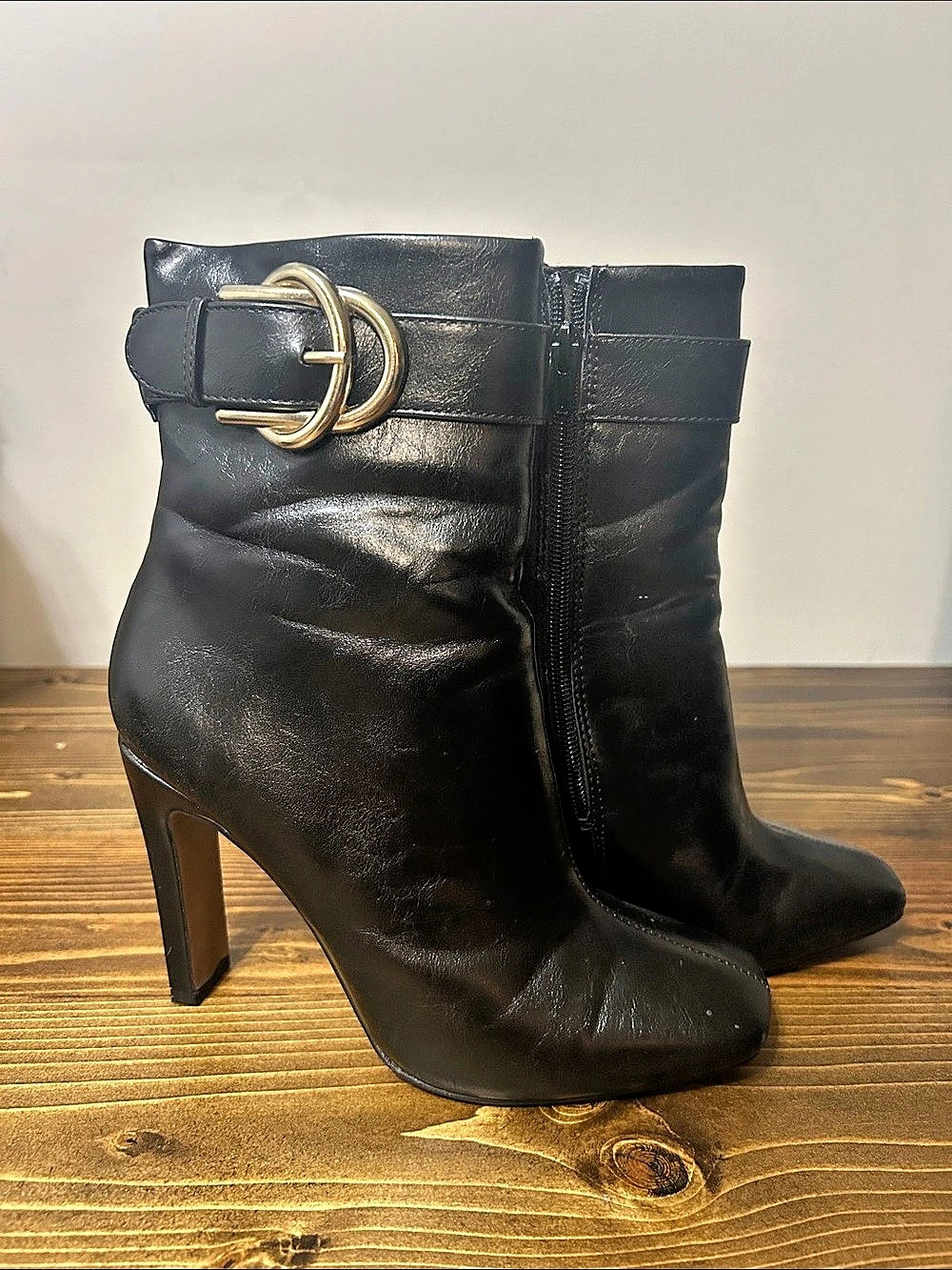 ASOS Black Buckle Heeled Boots